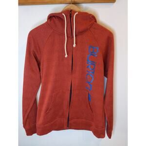 BURTON Women's Rust Orange Zip Up Hoodie Size S Snowboard Logo DryRide Gorpcore